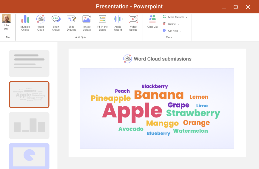 Add word cloud results as slide